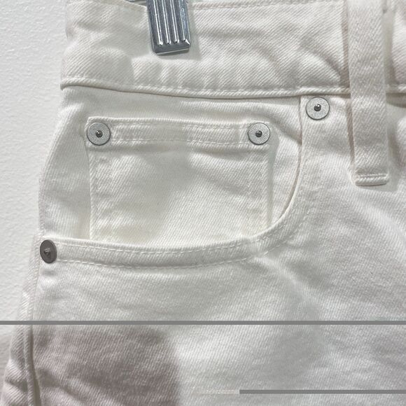 Madewell Curvy High Rise Denim Shorts White Frayed Hem Women Size 27 - Picture 5 of 12